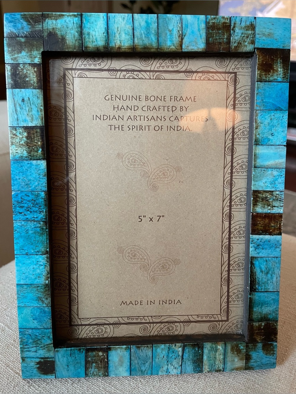 Vintage Y2K Boho Dyed Bone 5x7 Picture Frame Made in India